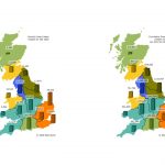 Maps of Great Britain divided by DNO region with number of monthly smart meter installs and number of cumulative smart meter installs