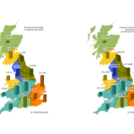 Map showing GB regional number of smart meters installed in February 2022 and cumulatively