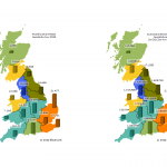 Maps showing smart meter installations by GB region in Nov 2022 and cumulatively since 2012