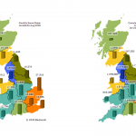 Map showing GB regions with smart meter installations in August 2023 and cumulatively
